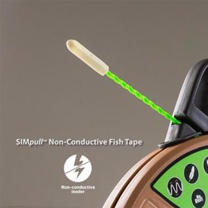 The SIMpull Fish Tapes come in two variations of leader types: a swiveling flexible metal leader that easily glides through EMT and PVC conduit, and a non-conductive glow in the dark leader that allows for easy installation over existing wires. This new line of fish tapes features nine models, offering solutions for a multitude of applications, featuring two tape diameters and various lengths to fit most applications.